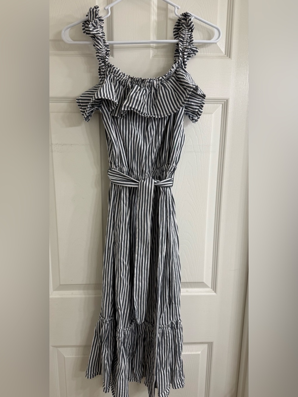 Michael Kors Black and White Striped Midi Dress